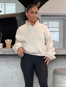 SAYEHFBABY 女士彩色落肩长袖羊毛运动衫，秋冬季 秋季 S 袖羊毛运动衫，秋冬季 - 杏色 - 查看 5