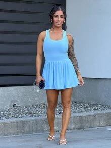 SAYEHFBABY Gaun Olahraga Pas Badan dengan Potongan Belakang, Pakaian Golf Wanita yang Melangsingkan - MultiWarna - View 4