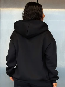 SAYEHFBABY 2025 新款秋季女装时尚前卫金属孔眼设计黑色连帽卫衣，短款外套，适合外出、返校、街头、朋克风、Y2K 风、个性女性等各种场合。 - 黑色 - 查看 3