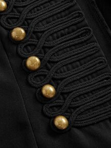 Girlism Tween Girls Jackets Autumn/Winter Kids New Black Elegant Fashion Button Metal Stand Collar Short Jacket Party Coat - Black - View 7