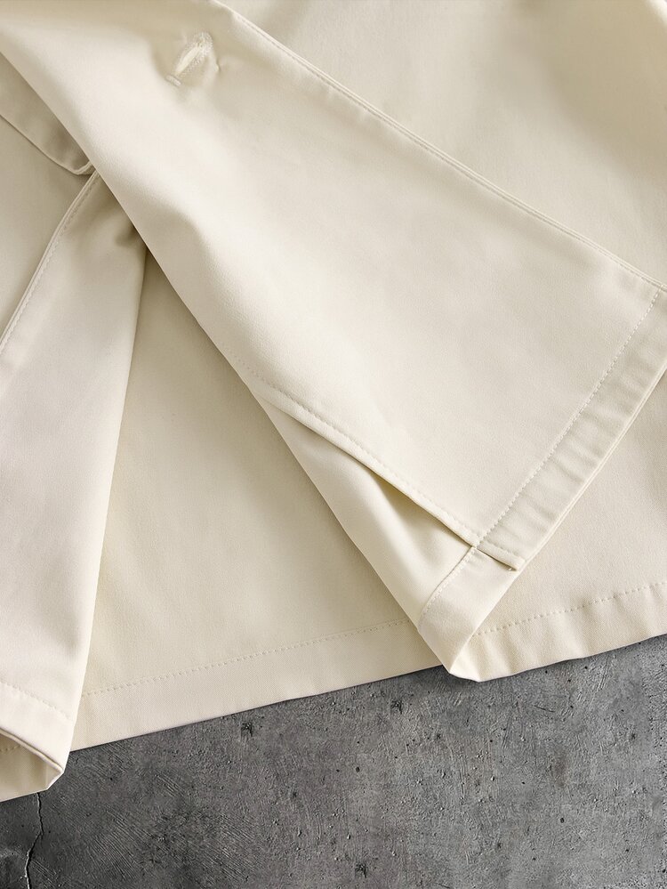 Mainfolk Men's Solid Color Overlapping Short Sleeve Shirt And Pants Casual Daily Suit - Apricot - View 10