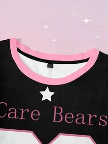 SHEIN X Care Bears 女款圓領卡通印花休閒百搭日常穿著T恤 - 白色 - 查看 3