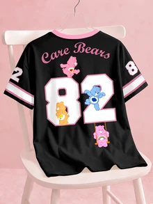 SHEIN X Care Bears 女款圓領卡通印花休閒百搭日常穿著T恤 - 白色 - 查看 2