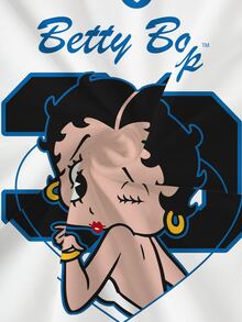 Betty Boop x SHEIN 女款可愛卡通印花拼色圓領短袖T恤 - 白色 - 查看 8