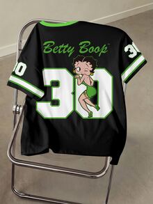Betty Boop x SHEIN Women's Summer Casual Cartoon Print T-Shirt - White - View 2