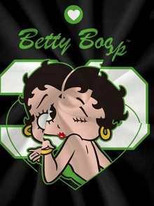 Betty Boop x SHEIN Women's Summer Casual Cartoon Print T-Shirt - White - View 8