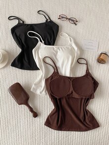 Comfortcana 女款素色休閒百搭日常穿著細肩帶背心上衣 3件組 - 彩色 - 查看 6