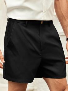 Vientiro Manfinity VCAY HIMLAND Men's Casual Shorts With Zipper Plain Business Commuting Style Men's Solid Color Pocket Casual Versatile Commuter Shorts All-Match Shorts Versatile Shorts Easy-To-Match Shorts Summer Wardrobe Essentials Casual Ideas Laid-Back Look Daily Essential Wardrobe Staple Basic Style All-Match Style Go-To Piece Mix-And-Match Item Casual Versatile Style Plain Shorts Vacation , Father's Day Gifts, Football - Black - View 7