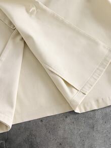 Vientiro 男士纯色重叠短袖衬衫和裤子休闲日常套装 - 杏色 - 查看 9