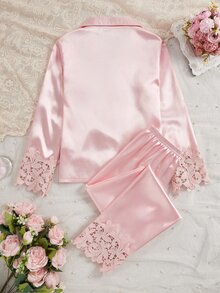2件組青少年女孩腮紅粉睡衣套裝 長袖睡衣褲套裝 優雅休閒 秋冬婚禮之夜蜜月 Ninang 高品質 - 粉色 - 查看 2