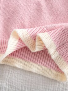 SHEIN 女嬰針織彼得潘領長袖寬鬆套頭毛衣與秋冬長褲2件套 - 粉色 - 查看 7