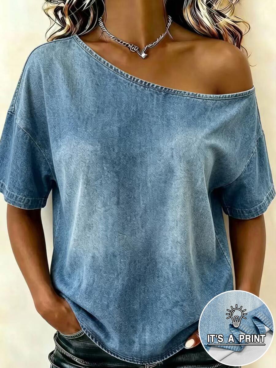 Rovax 女款寬鬆不對稱肩領 T-shirt - 彩色 - 查看 1