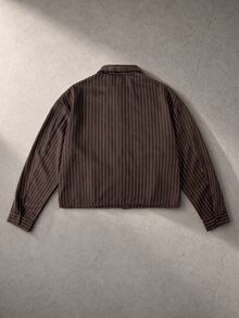 ROMWE MEN Essentials Men's Striped Loose Tie Long Sleeve Shirt - Coffee Brown - View 3