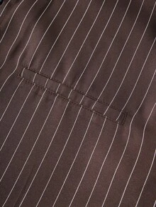 ROMWE MEN Essentials Men's Striped Loose Tie Long Sleeve Shirt - Coffee Brown - View 4