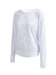 SHEIN Cheerettes 女款迷彩印花長袖休閒健身運動T恤 - 白色 - 查看 9