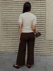 Andrea Bello Women's Loose Casual Straight Leg Jeans, Summer New Arrival - Coffee Brown - View 2