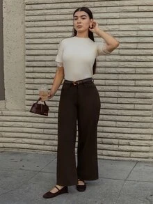 Andrea Bello Women's Loose Casual Straight Leg Jeans, Summer New Arrival - Coffee Brown - View 3