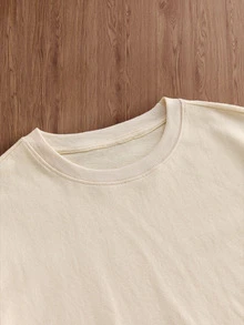 Manfinity BRENVOR 方正短版 100% 純棉 T-shirt - 卡其色 - 查看 4