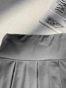 SHEIN 青少年女孩百褶裙 返校季 - 灰色 - 查看 4