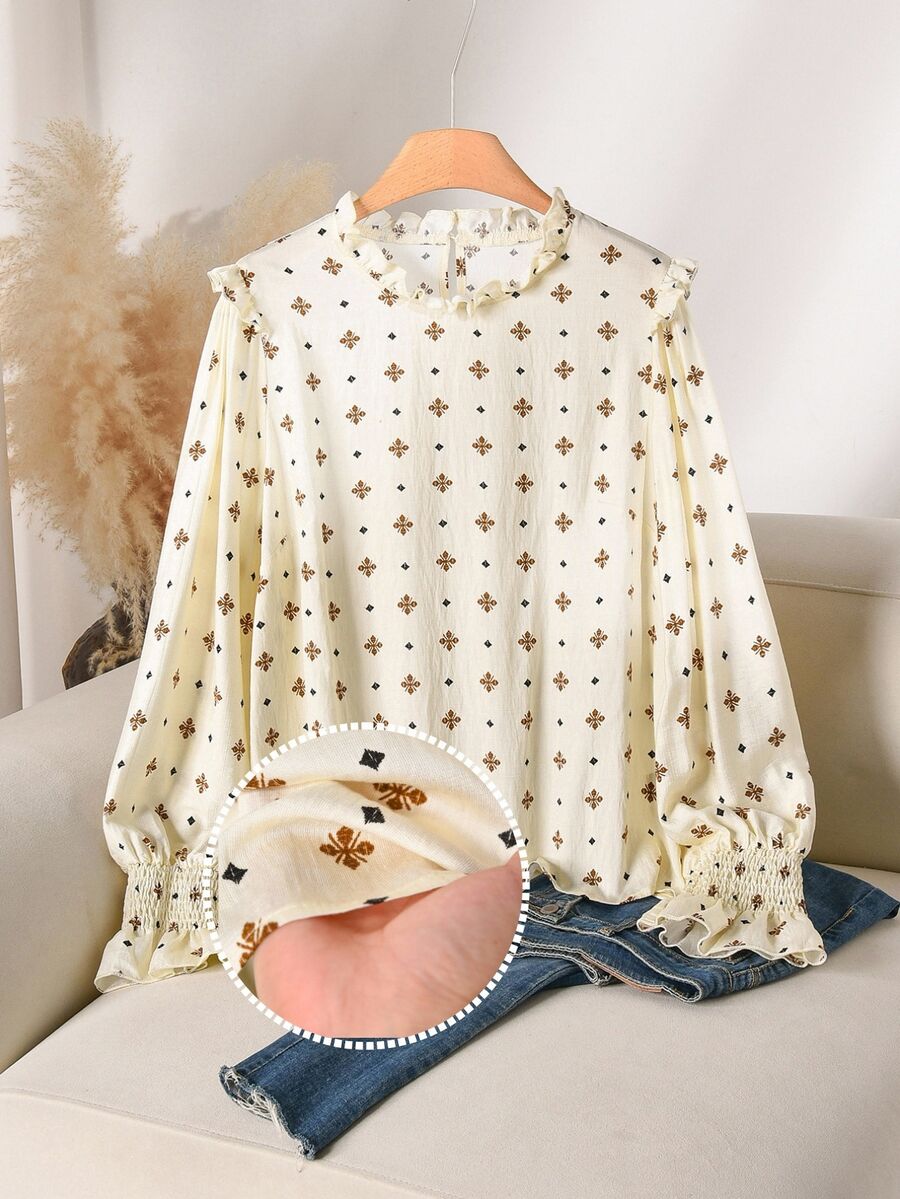 CosyJoli Plus Size Women's Vacation Casual All-Over Print Shirt Fall