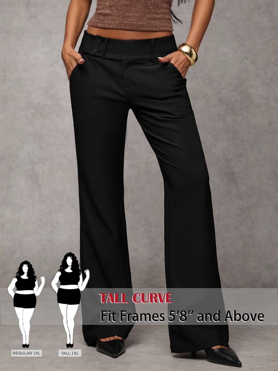 SHEIN Tall CURVE CURVE 新款加大码女式高个女孩黑色休闲直筒裤,带拉链和口袋,腰带纽扣设计,高腰设计让您看起来更苗条,腿部更修长,适合高个女性。高腰设计让您看起来更苗条,腿部更修长,适合高个女性。复古风格,适合所有季节和场合,适合高个女孩和女性,夏季阔腿裤,夏季阔腿裤,夏季休闲装,夏季度假装,女士长裤,春季装,阔腿裤,办公裤,优雅裤,休闲裤,夏季高腰显瘦阔腿裤,优雅女士礼服裤,优雅派对裤,女士优雅裤,优雅长裤,度假女士服装、女士假日服装、夏季假日服装、夏季度假服装、女士休闲裤、女士性感裤、狂欢节服装、2026年狂欢节女士造型、2026年狂欢节女士服装、狂欢节女士服装 - 黑色 - 查看 1