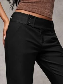 SHEIN Tall CURVE CURVE 新款加大码女式高个女孩黑色休闲直筒裤，带拉链和口袋，腰带纽扣设计，高腰设计让您看起来更苗条，腿部更修长，适合高个女性。高腰设计让您看起来更苗条，腿部更修长，适合高个女性。复古风格，适合所有季节和场合，适合高个女孩和女性，夏季阔腿裤，夏季阔腿裤，夏季休闲装，夏季度假装，女士长裤，春季装，阔腿裤，办公裤，优雅裤，休闲裤，夏季高腰显瘦阔腿裤，优雅女士礼服裤，优雅派对裤，女士优雅裤，优雅长裤，度假女士服装、女士假日服装、夏季假日服装、夏季度假服装、女士休闲裤、女士性感裤、狂欢节服装、2026年狂欢节女士造型、2026年狂欢节女士服装、狂欢节女士服装 - 黑色 - 查看 7