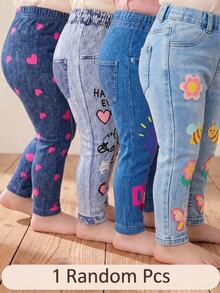 SHEIN Baby Girl Knitted Butterfly & Flower Pattern Casual Long Pants,Suitable For Autumn And Winter - Multicolor - View 7
