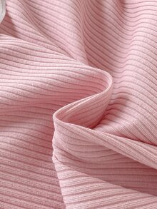 SHEIN Vintaside Kids 女童優雅長袖T恤，刺繡領口與羅紋針織設計 - 粉色 - 查看 7