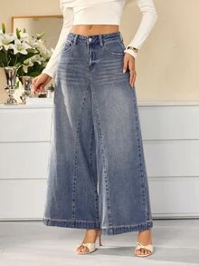 Selenza Women's Casual Streetwear Versatile Daily Travel Denim Jeans With Pocket And Button Work Everyday Blue Fall - Blue - View 12