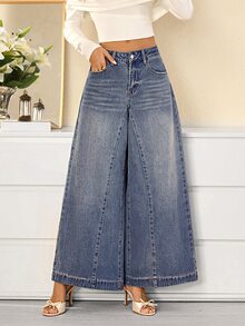 Selenza Women's Casual Streetwear Versatile Daily Travel Denim Jeans With Pocket And Button Work Everyday Blue Fall - Blue - View 7