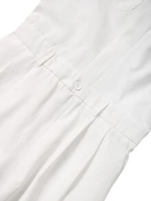 Manfinity Homme Men's Classic White Collared Design Versatile, Zipper & 4-Button Closure, Fashionable Elegant Long Sleeve Patch Pocket Button Design Jumpsuit And Overalls - White - View 4