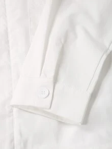 Manfinity Homme Men's Classic White Collared Design Versatile, Zipper & 4-Button Closure, Fashionable Elegant Long Sleeve Patch Pocket Button Design Jumpsuit And Overalls - White - View 3