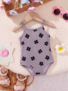 Baby Girl Casual Spaghetti Strap Romper, Suitable For Spring And Summer - Multicolor - View 1