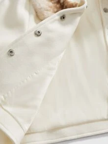 ROMWE Kawaii Deer Plush & Wool Blend Patchwork Doll Style Women's Regular Jacket - Beige - View 8