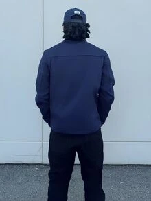 Harrin Don Harrin Don 男士休闲撞色饰边拉链夹克 - 藏蓝色 - 查看 2