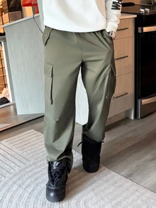 Harrin Don Harrin Don 宽松男士工装裤，侧边有翻盖口袋，适合秋季穿着 - 軍綠色 - 查看 4