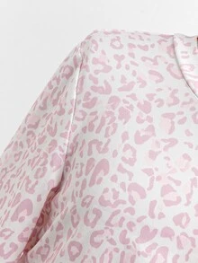 SHEIN Sparklyn 女童秋冬粉色豹紋兩件套，秋季穿搭，秋季上衣，度假穿搭，休閒舒適 - 粉色 - 查看 5