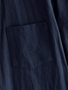 HIMLAND Men's Solid Color Single Breasted Short Sleeve Shirt And Long Pants Casual Daily Outfit - Blue - View 5