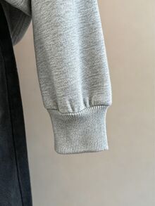 SHEIN PETITE CURVE 大尺碼休閒寬鬆傳統保暖內裡連帽衛衣，適合秋冬外出、正式場合與度假，灰色 - 淺灰色 - 查看 7