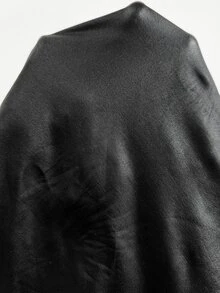 SHEIN PETITE Women's Solid Color PU Leather Long Sleeve Zipper Front Lightweight Jacket - Black - View 12