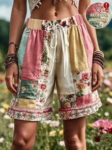 EMERY ROSE Women's Summer Vacation Floral Print Elastic Waist Shorts - Multicolor - View 1