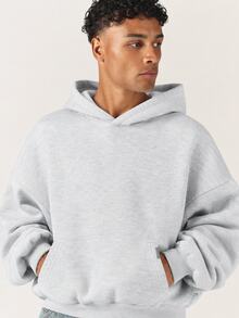 SUMWON Oversized Pullover Hoodie With Hood And Centre Pocket Casual Fleece Sweatshirt For Fall Winter Everyday Wear - Light Grey - View 1
