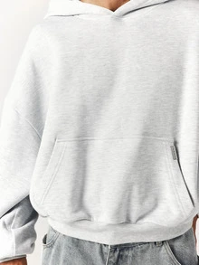 SUMWON Oversized Pullover Hoodie With Hood And Centre Pocket Casual Fleece Sweatshirt For Fall Winter Everyday Wear - Light Grey - View 5