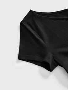 ROMWE Grunge Punk Gaun Mini Wanita Motif Peluru dengan Leher Asimetris, Cocok untuk Halloween, Klub Malam, Warna Hitam, Grafis, Musim Panas, Seksi - Hitam - View 4