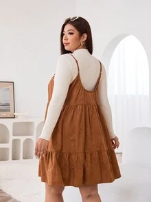 Solflare Plus Size Dresses Thanksgiving Office Formal White Black Summer Casual - Brown - View 3