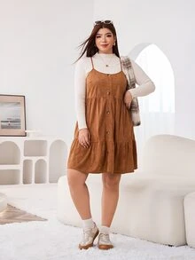 Solflare Plus Size Dresses Thanksgiving Office Formal White Black Summer Casual - Brown - View 4