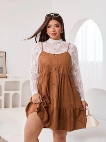Solflare Plus Size Dresses Thanksgiving Office Formal White Black Summer Casual - Brown - View 5