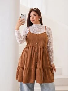 Solflare Plus Size Dresses Thanksgiving Office Formal White Black Summer Casual - Brown - View 6