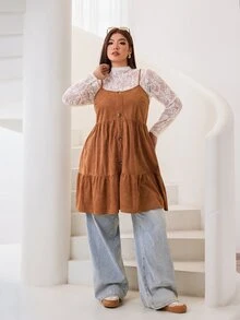 Solflare Plus Size Dresses Thanksgiving Office Formal White Black Summer Casual - Brown - View 7