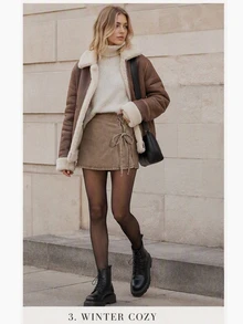 SHEIN MOD Vintage Lace Up Denim Skort - Coffee Brown - View 6